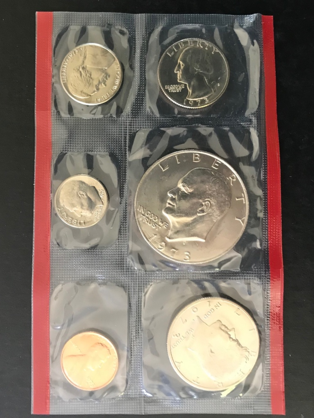 1973 P, D & S U.S. Mint Uncirculated Set 13 Coins -All Mint Pennies - JFK & Ikes - Picture 3 of 5